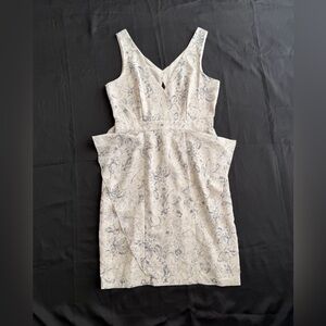 Kut From The Kloth Gray Floral Peplum Waist Mini Dress Size S NWT